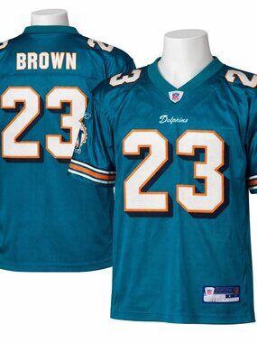NFL Ronnie Brown #23 Miami Dolphins Reebok On Field Teal Jersey Size Lg Vintage